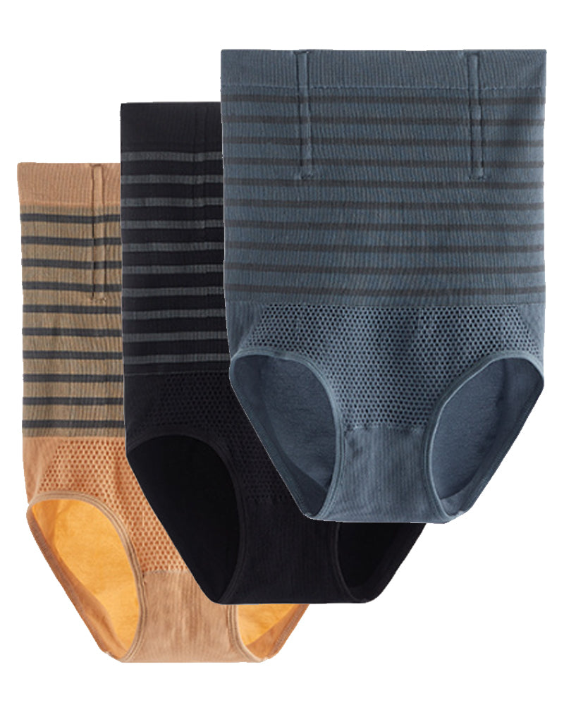 Panties moldeadores para mujer, de tiro alto, con rayas, para vientre de embarazo, levantacola