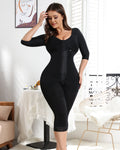 Shapshe® Enterizo Negro para Mujer de Manga Media con Control de Abdomen y Levantamiento de Glúteos Modelador