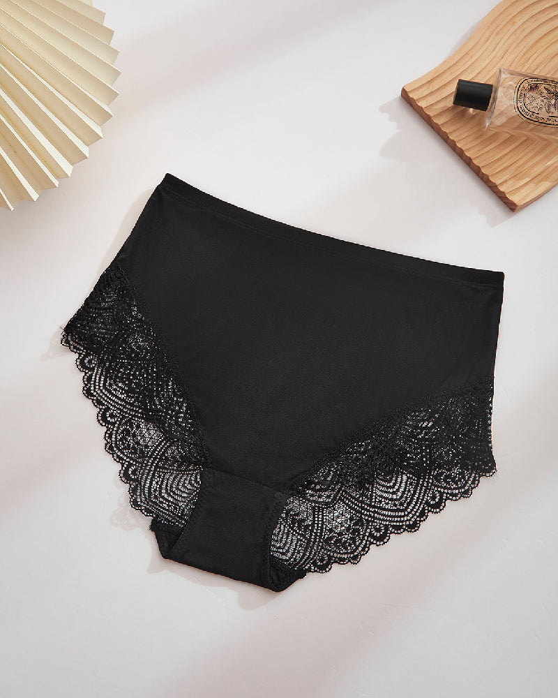 Bragas de encaje semitransparentes sexy para mujer, de cintura media y transpirables