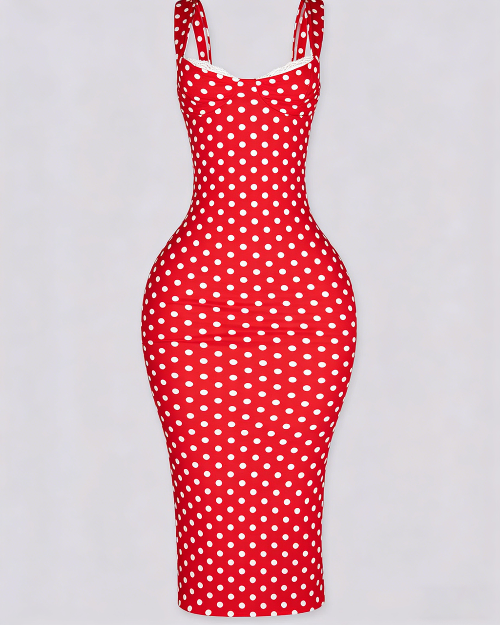 Vestido Maxi Clásico de Lunares para Mujer, Ajustado, Elástico y Sexy