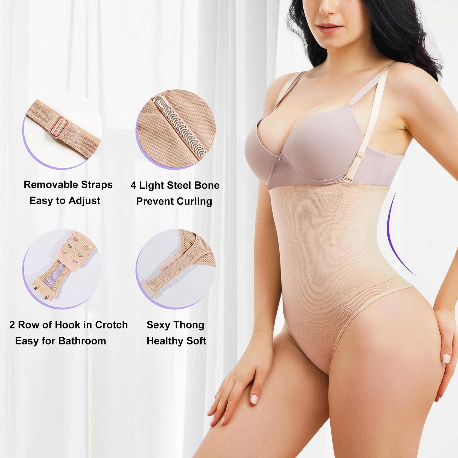 Faja moldeadora femenina sin costuras, invisible, con control de abdomen, estilo corset tanga de busto abierto