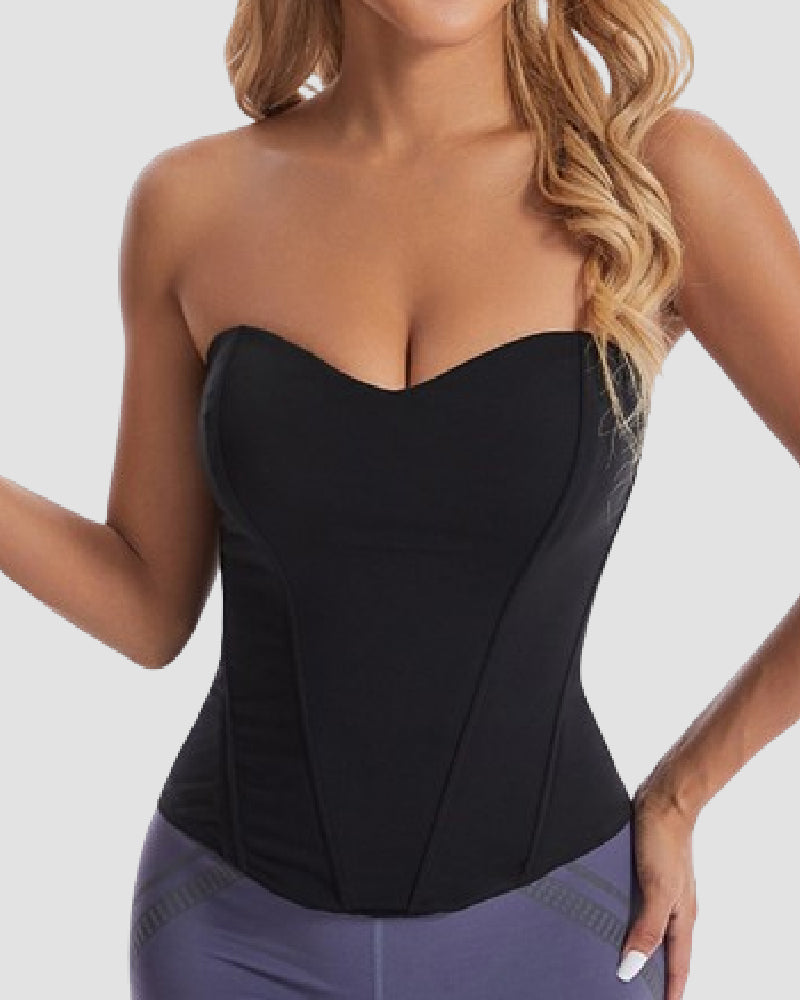 Corsé Top Bustier para Mujer con Varillas, Sin Tirantes, Cremallera, Moldeador de Cintura