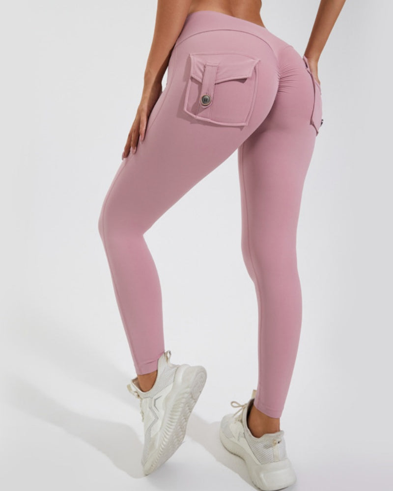 Leggings Deportivos Melocotón con Bolsillos Cargo