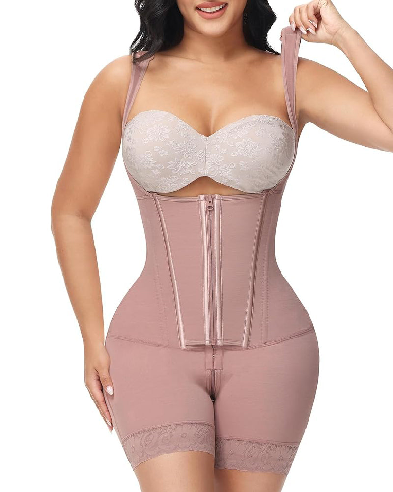 Shapshe® Faja de Alta Compresión con Cremallera Frontal hasta Media Muslo