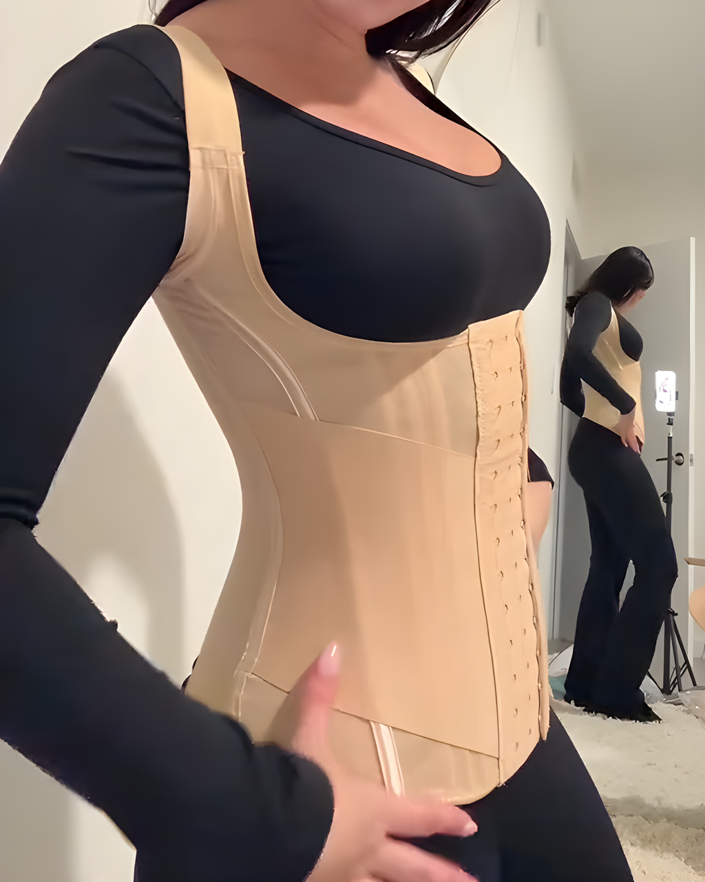 Fajas Colombianas Chaleco Moldeador de Cintura con Doble Capa, Control de Abdomen y Ballenas de Acero