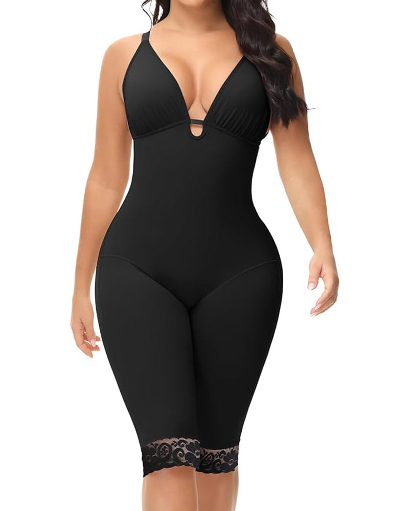 Body de control abdominal tipo U, sin costuras, de media pierna, faja moldeadora de cuerpo completo