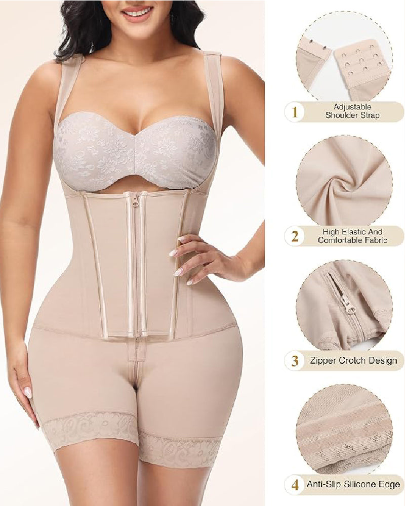 Shapshe® Faja de Alta Compresión con Cremallera Frontal hasta Media Muslo