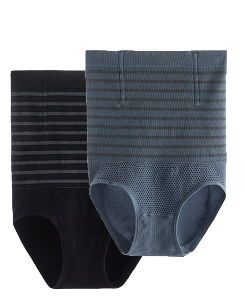 Panties moldeadores para mujer, de tiro alto, con rayas, para vientre de embarazo, levantacola