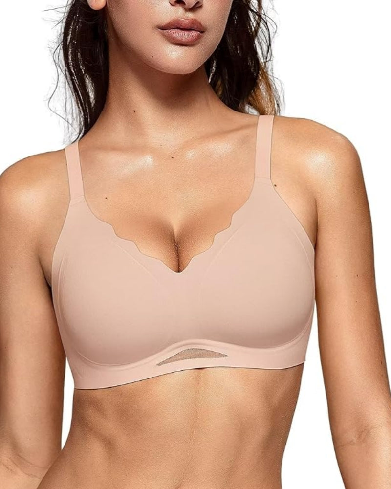 Sostén inalámbrico push up para mujer, sin costuras, transpirable y de un solo color