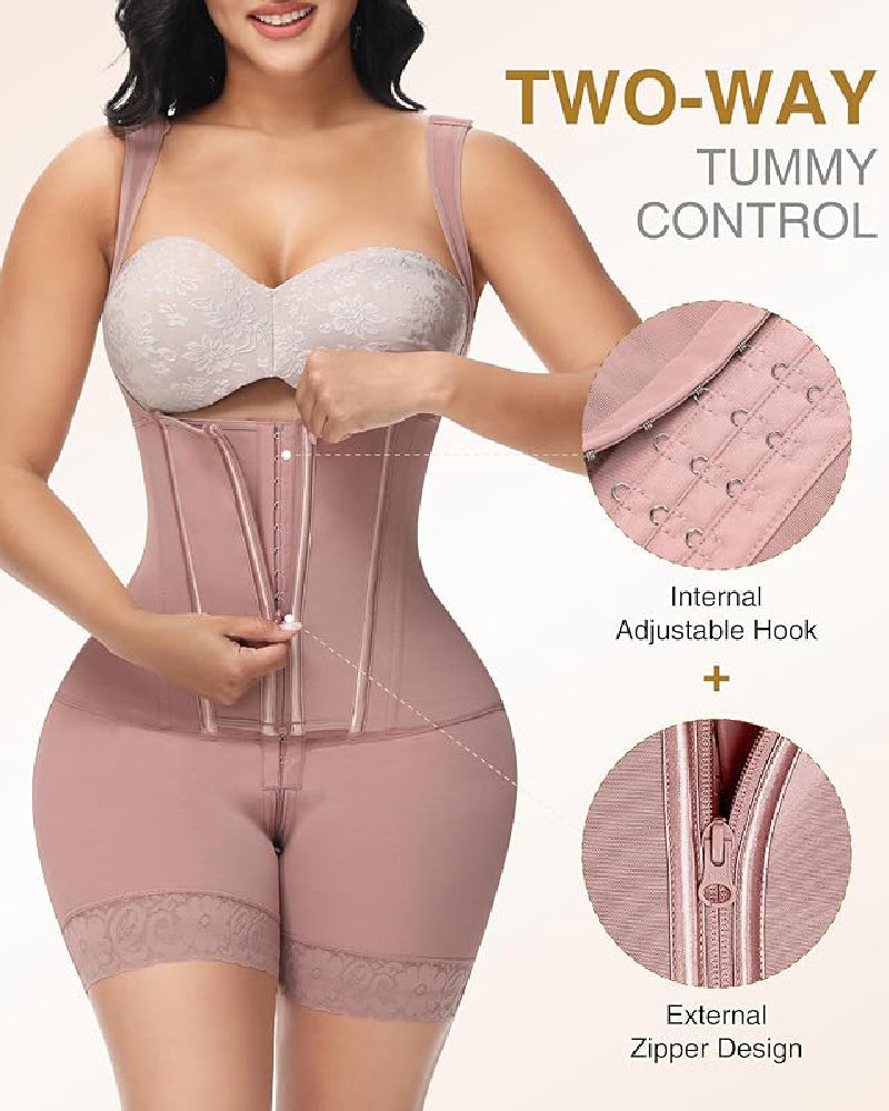 Shapshe® Faja de Alta Compresión con Cremallera Frontal hasta Media Muslo