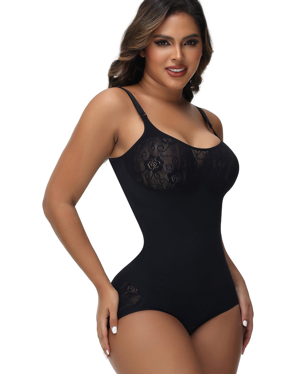 Shapshe® Body Moldeador Sexy Sin Costuras de Jacquard con Control de Abdomen y Tirantes Finos