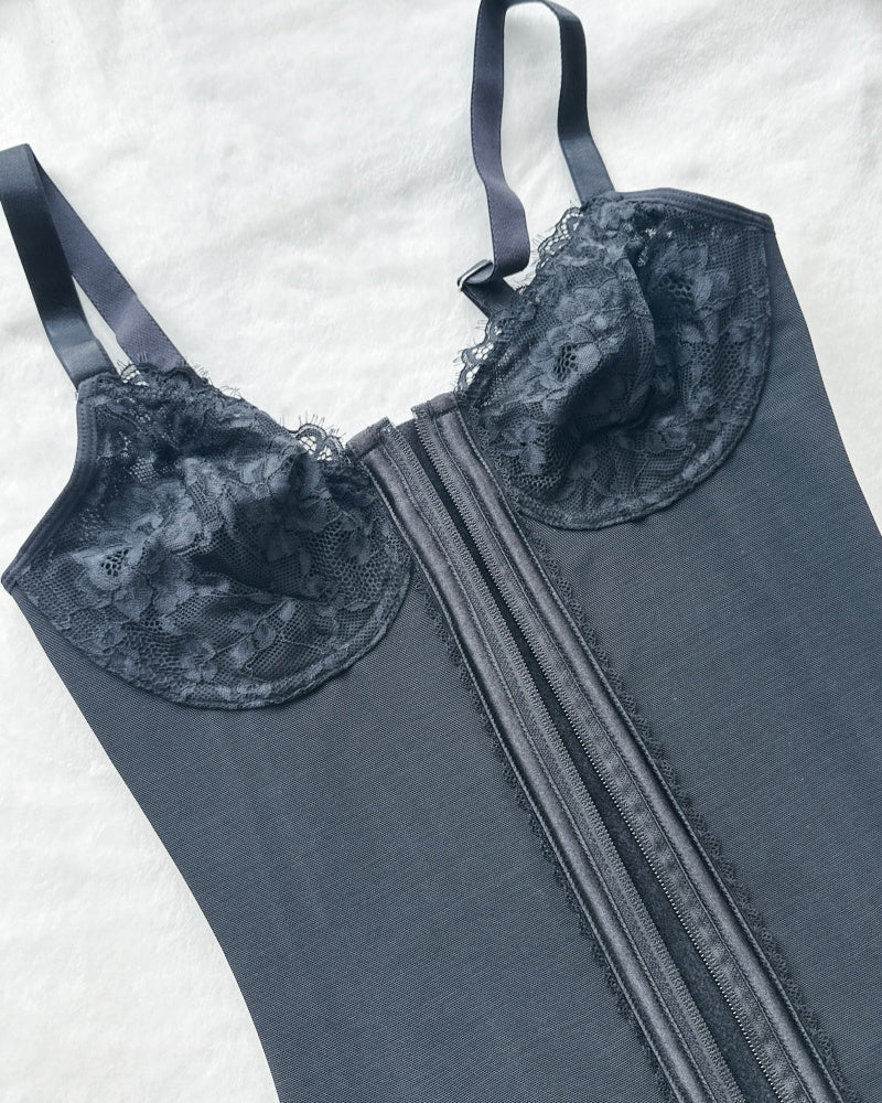 Shapshe® Top Corset de Encaje con Escote en V Profundo, Cinturilla Entrenadora con Cierre Frontal