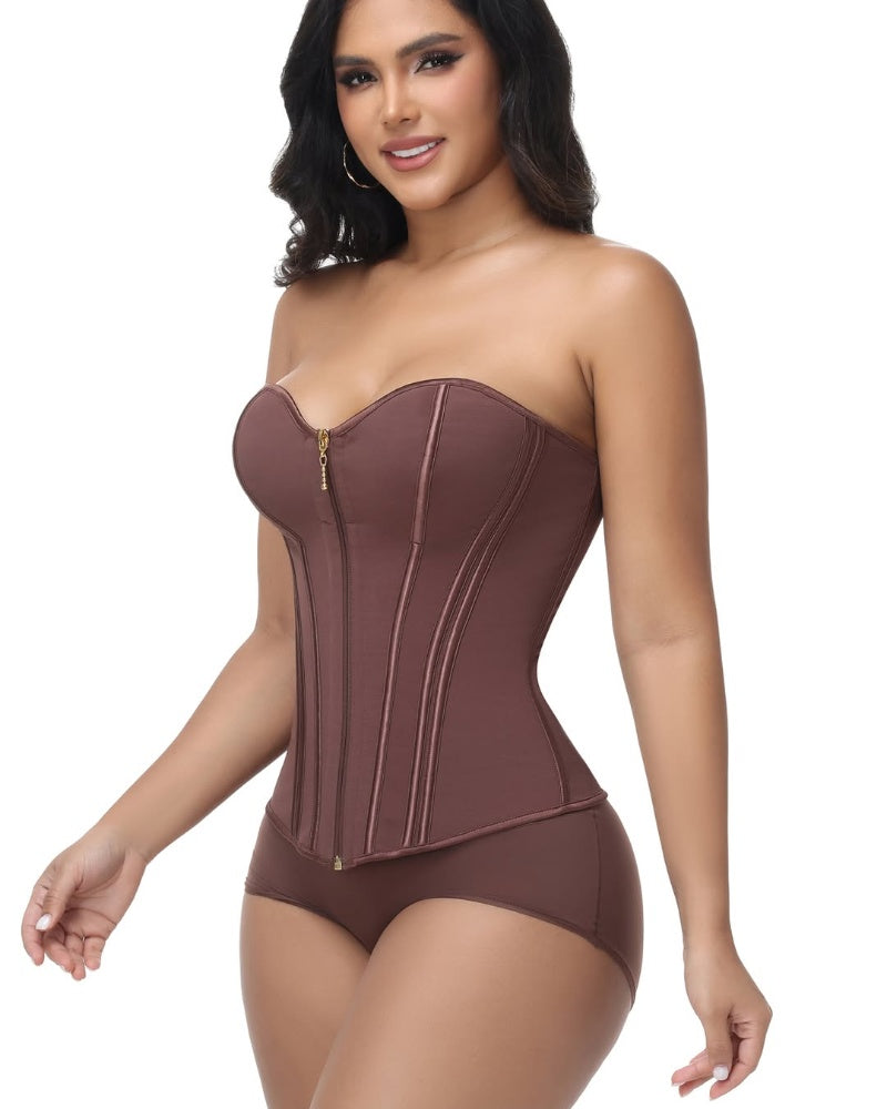 Shapshe® Fajas Colombianas Corset Top con Cierre Estampado de Leopardo
