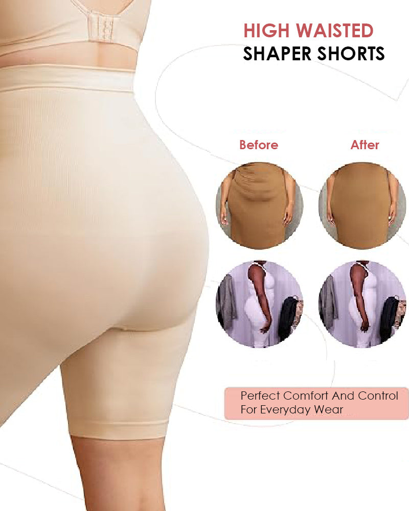 Shorts Moldeadores de Cintura Alta con Control de Abdomen y Reductor de Muslos