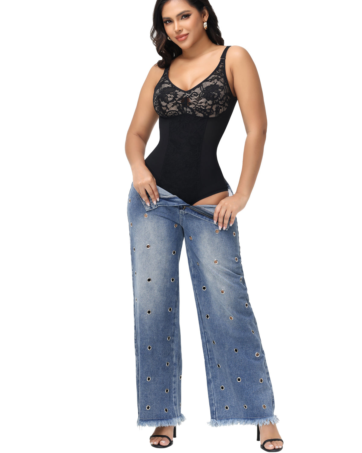 Shapshe® Body Modelador de Encaje Sexy con Escote en V y Braguitas (Preventa)