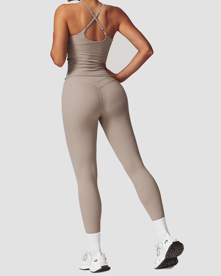 Conjunto de entrenamiento para correr y fitness de mujer con cintura alta