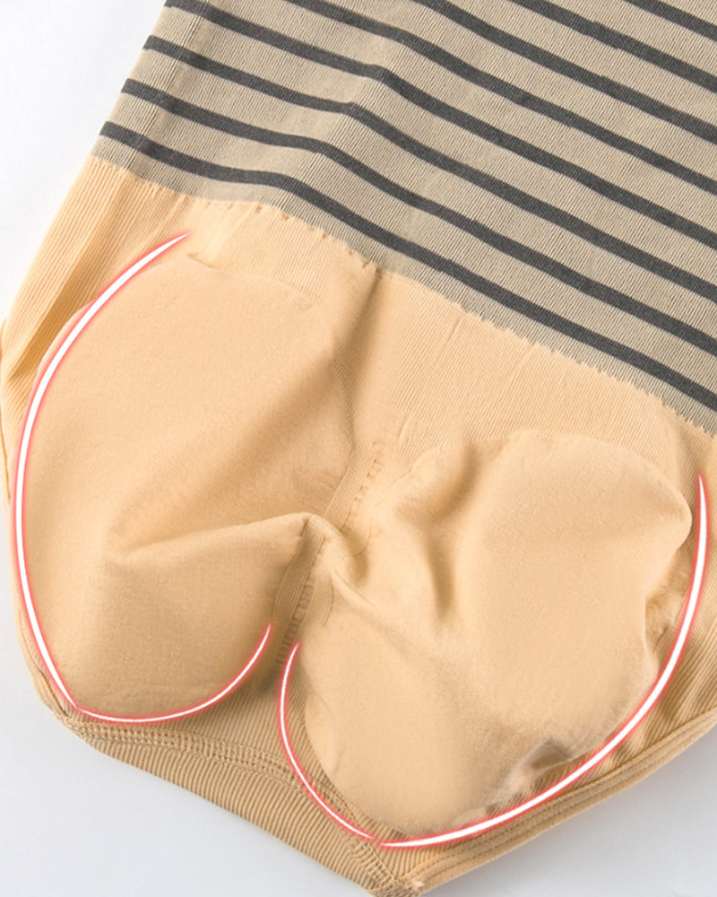 Panties moldeadores para mujer, de tiro alto, con rayas, para vientre de embarazo, levantacola