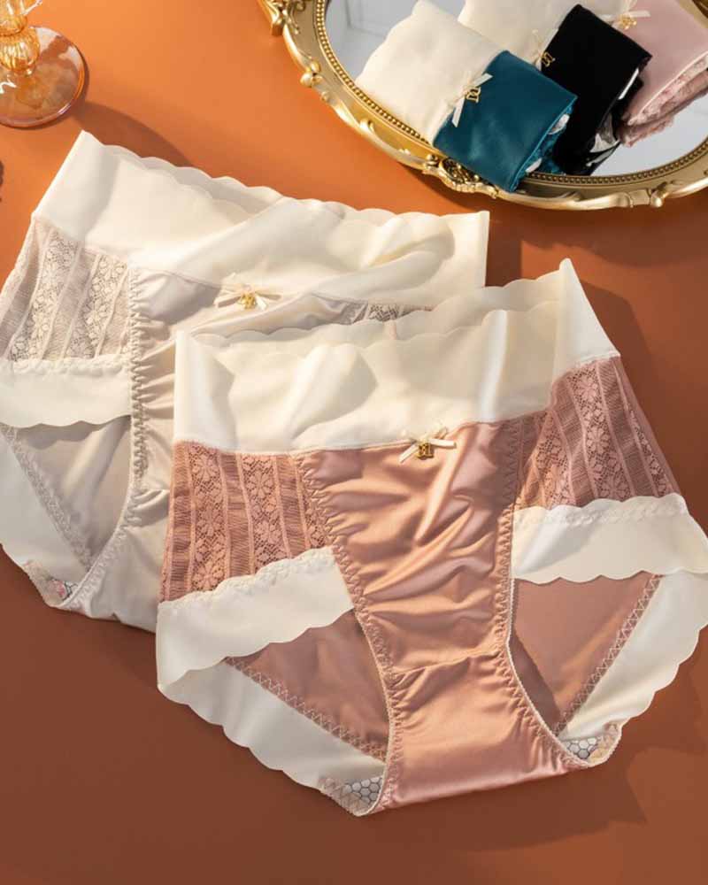 Ropa interior sin costuras de cintura alta, cómoda, ligera y lujosa de seda fría