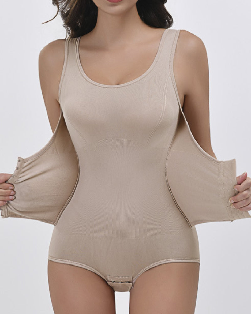 Corsé Body Moldeador 2 en 1 Sin Costuras con Doble Control de Abdomen y Escote Redondo tipo Tank Top