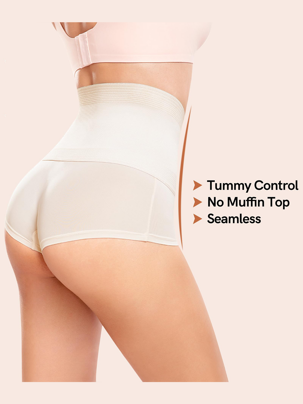 Calzones cortos moldeadores para mujer, cintura alta invisible para aplanar el abdomen