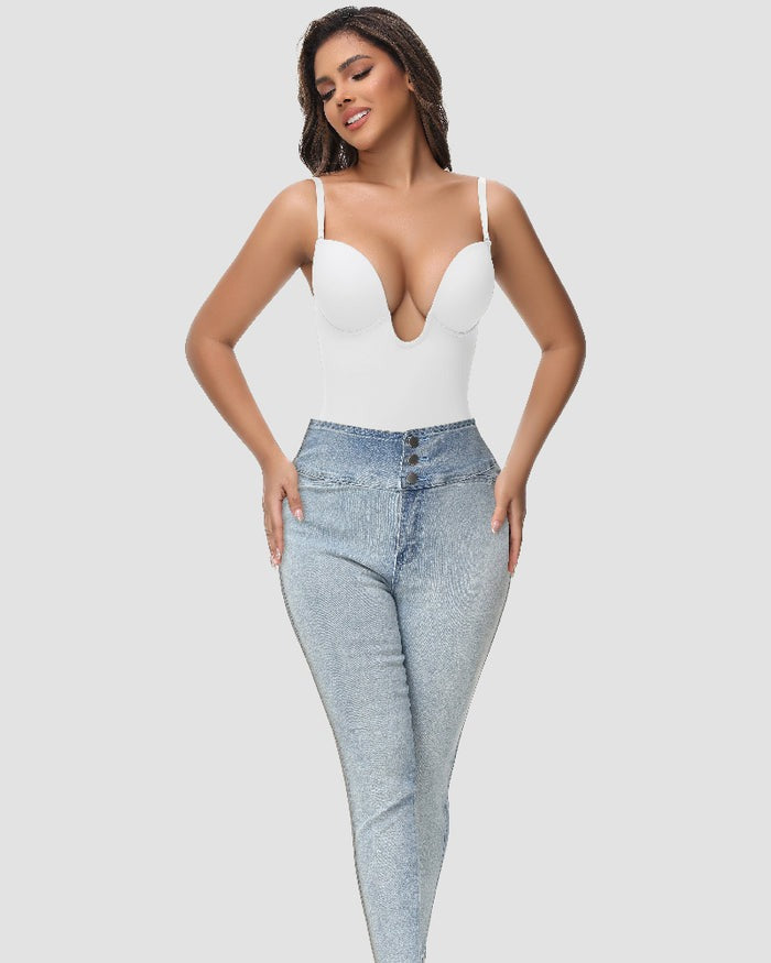 Shapshe® Body Faja Mujer Sin Tirantes Escote en U Control de Abdomen Espalda Baja con Sostén Incorporado Modelador