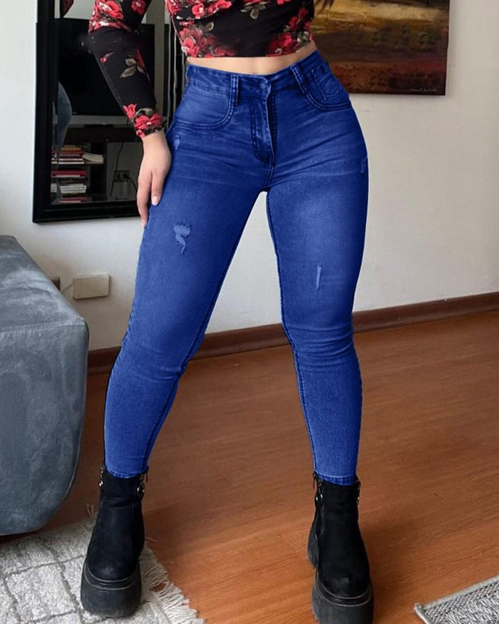 Shapshe® Jeans Ajustados de Mezclilla de Cintura Alta con Control de Abdomen y Levantamiento de Glúteos