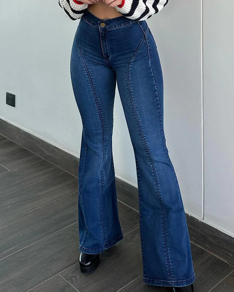 Pantalones de mezclilla acampanados de tiro alto para mujer Shapshe®