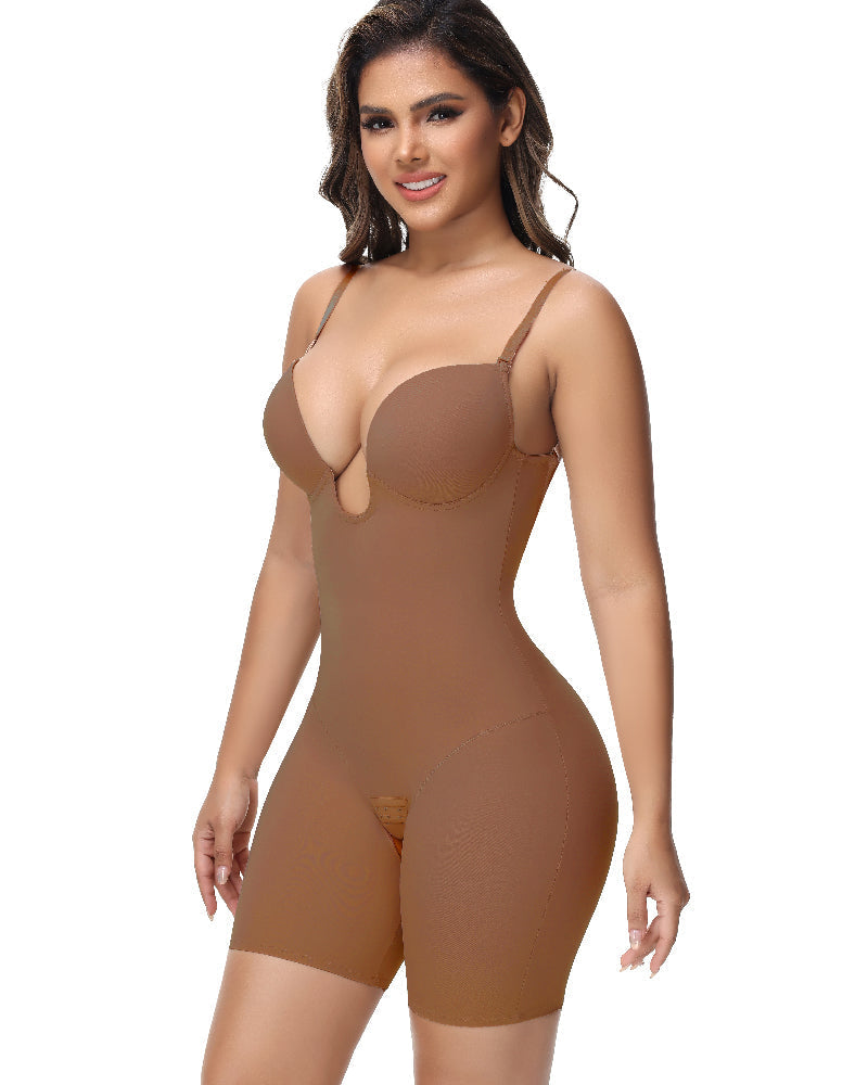 Shapshe® Body Faja Mujer Sin Tirantes Escote en U Control de Abdomen Espalda Baja con Sostén Incorporado Modelador