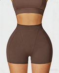 Shorts Cortos Ajustados Deportivos de Cintura Alta Core, Estilo Casual, Envoltura para Abdomen, para Correr, Fitness y Yoga al Aire Libre