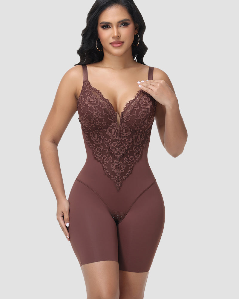 Shapshe® Body moldeador de encaje con escote profundo y espalda descubierta