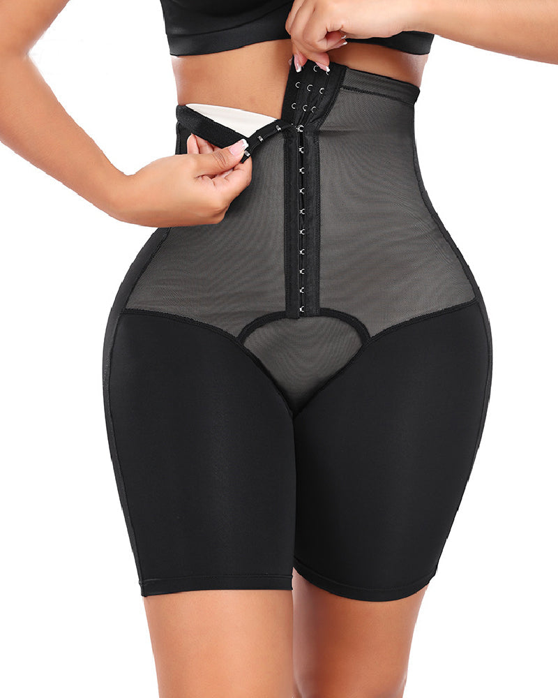 Shorts moldeadores de abdomen para mujer, de cintura alta, elásticos, con ganchos frontales, de ajuste suave