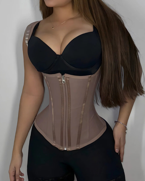 Corset Shapshe® Reloj de Arena con Cremallera, Ganchos y Ojos, Doble Compresión, Control de Abdomen, Cinturilla Reductora