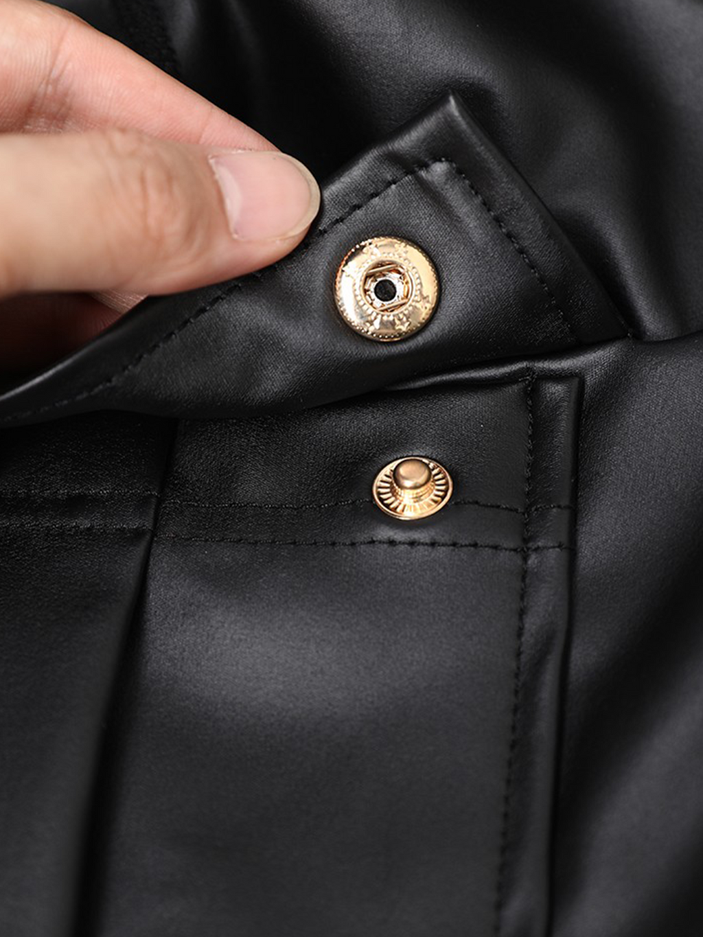Pantalones de cuero para mujer, tiro alto, con bolsillos tipo cargo, leggings de cuero elástico