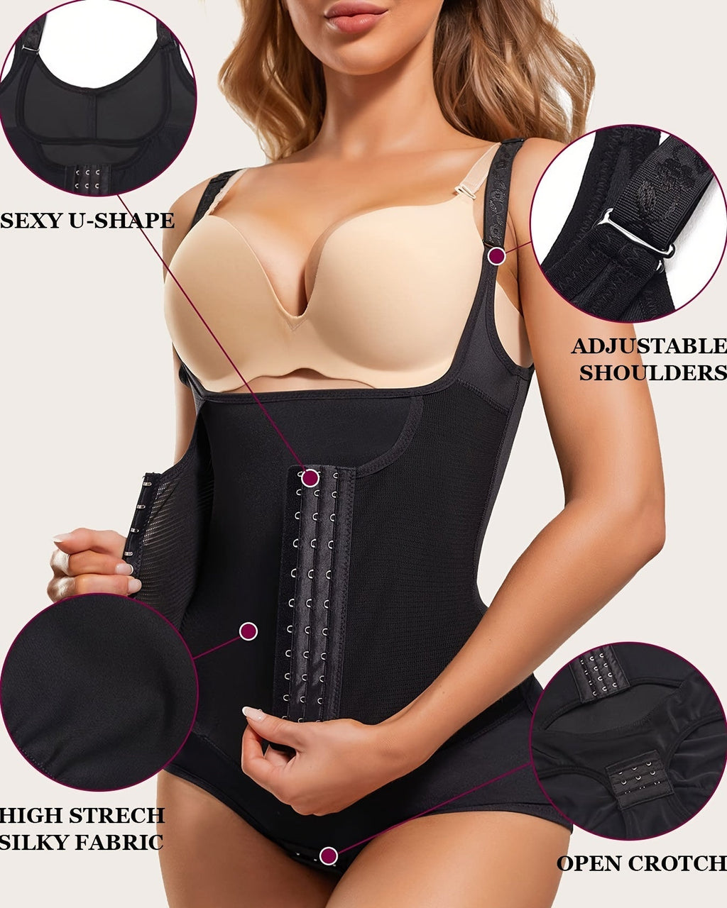 Faja Moldeadora de Cintura para Mujer, Body Control de Abdomen, Reductor Slim con Pecho Abierto