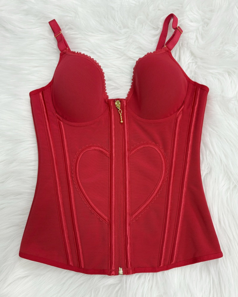 Shapshe® Fajas Colombianas Corset Top con Cremallera Entrenador de Cintura Love Pattern