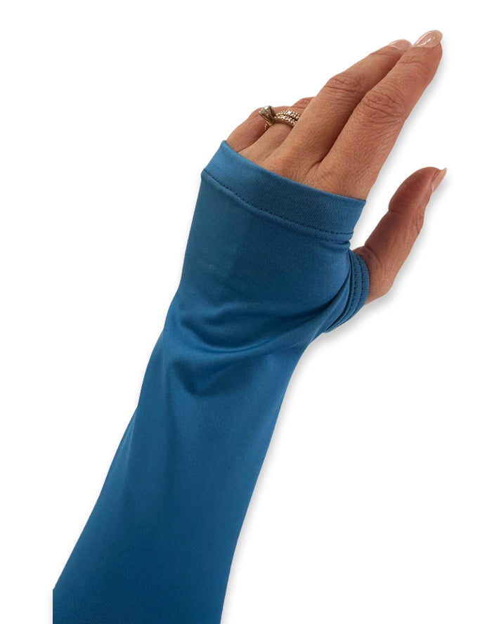 Shapshe® Traje de Baño con Faja Incorporada de Mangas Largas y Control de Abdomen Azul