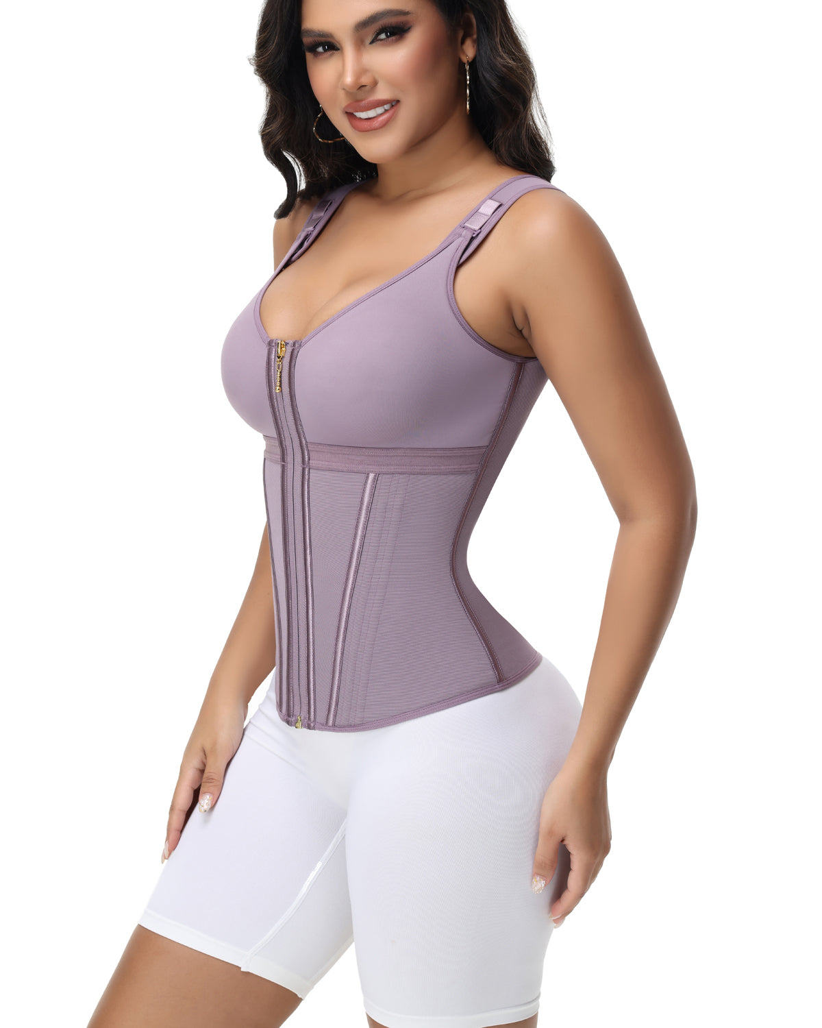 Shapshe® Fajas Colombianas Trainer de Cintura con Cremallera Frontal, Varillas de Acero y Control de Abdomen