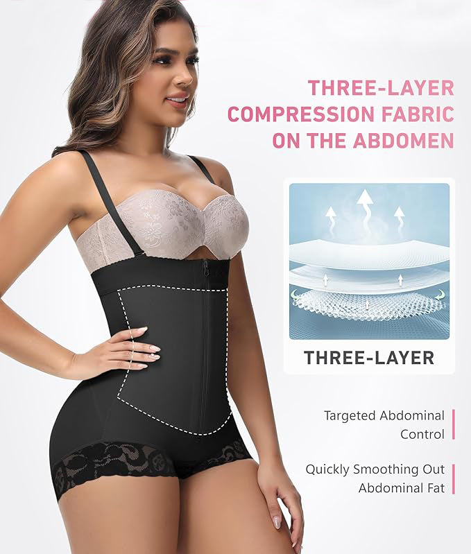 Shapshe® Fajas Colombianas Moldeadoras con Cremallera, Control de Abdomen, Abrir en el Busto, Prenda de Compresión Shapewear