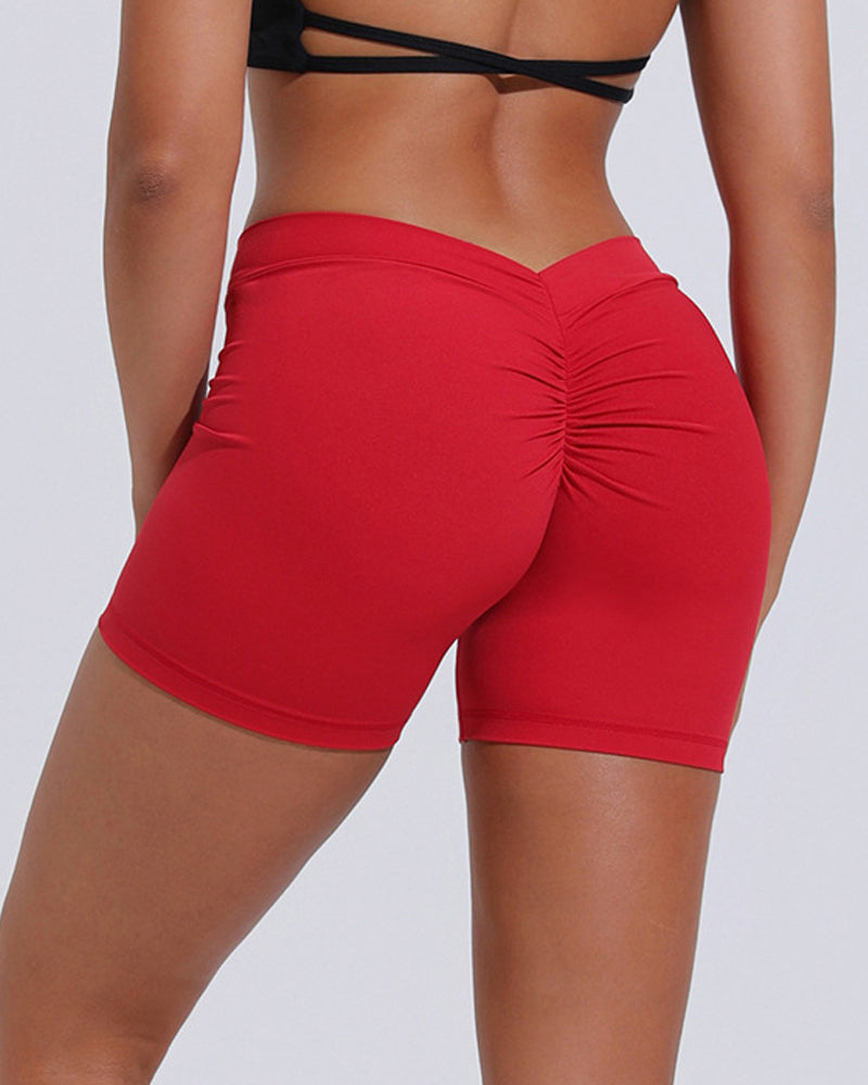 Shorts deportivos de yoga con espalda en V, push up, cintura alta y levantamiento de cadera