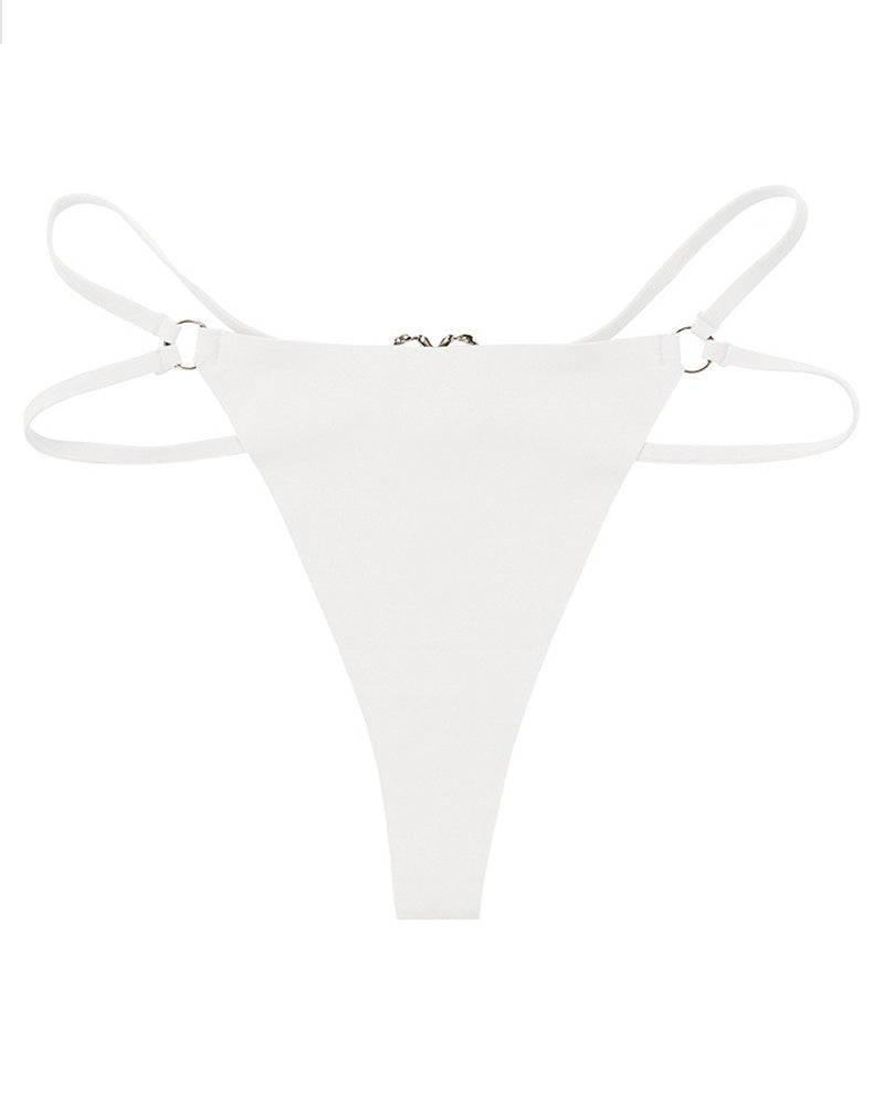 Tanga sin costuras para mujer, cintura baja, anillo metálico, sexy, ropa interior tentación T