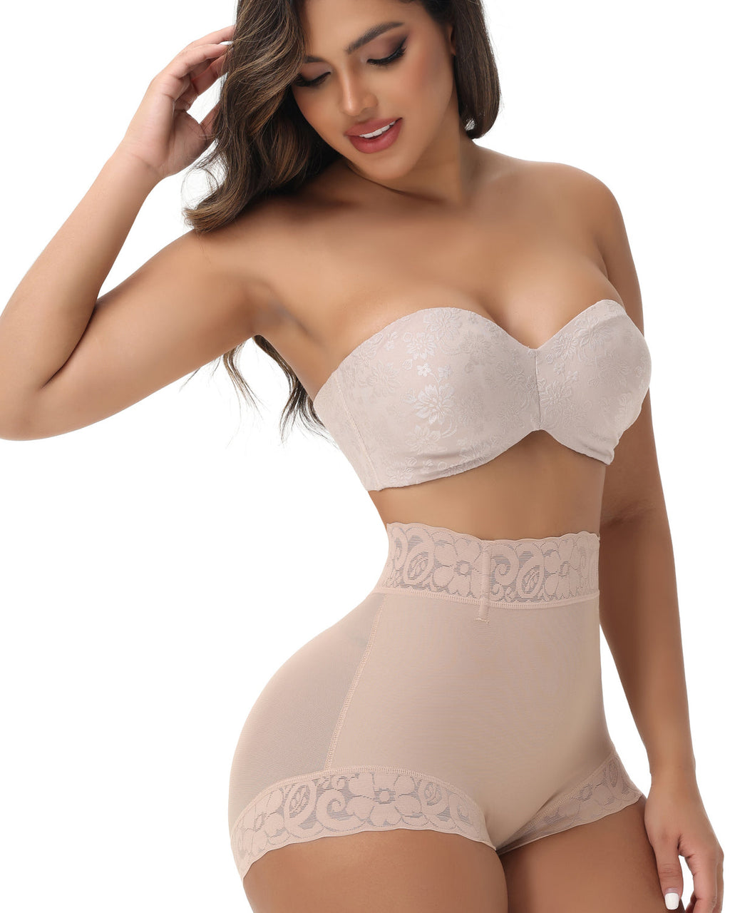 Shapshe® Panty Moldeador Levantador de Glúteos de Cintura Media con Encaje Sin Costuras