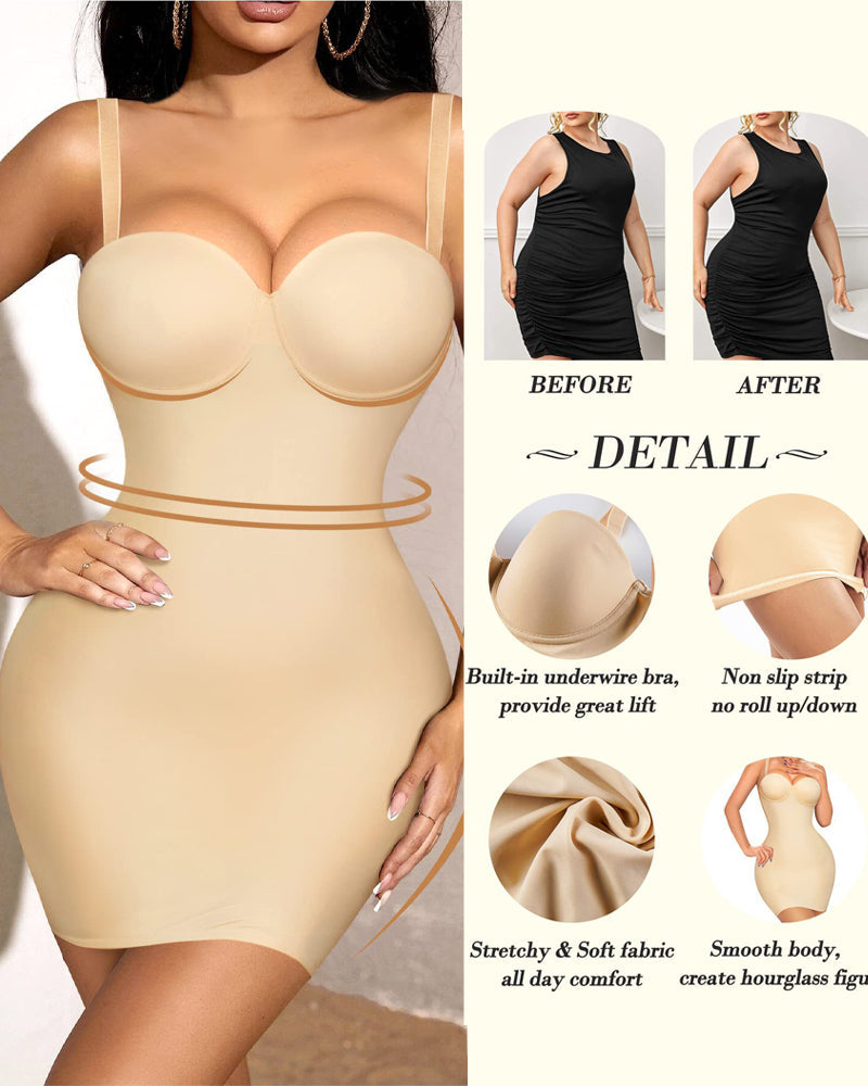 Vestidos Moldeadores Ajustados Sin Tirantes Con Control De Abdomen Y Sostén Incorporado