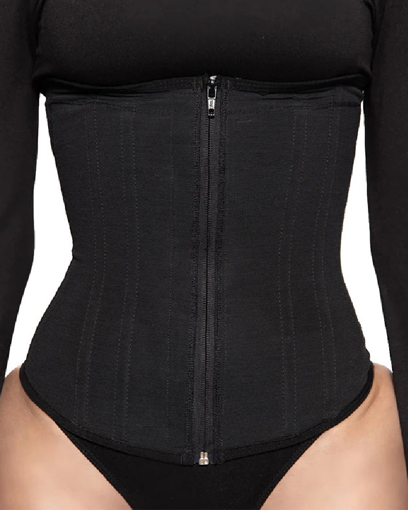 Faja Corset para Mujer con 9 Varillas, Control de Abdomen, Cierre de Cremallera, Entrenador de Cintura Reloj de Arena para Ejercicio