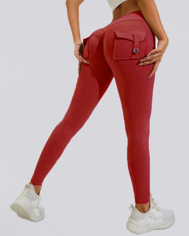 Leggings Deportivos Melocotón con Bolsillos Cargo