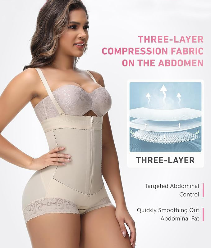 Shapshe® Fajas Colombianas Moldeadoras con Cremallera, Control de Abdomen, Abrir en el Busto, Prenda de Compresión Shapewear