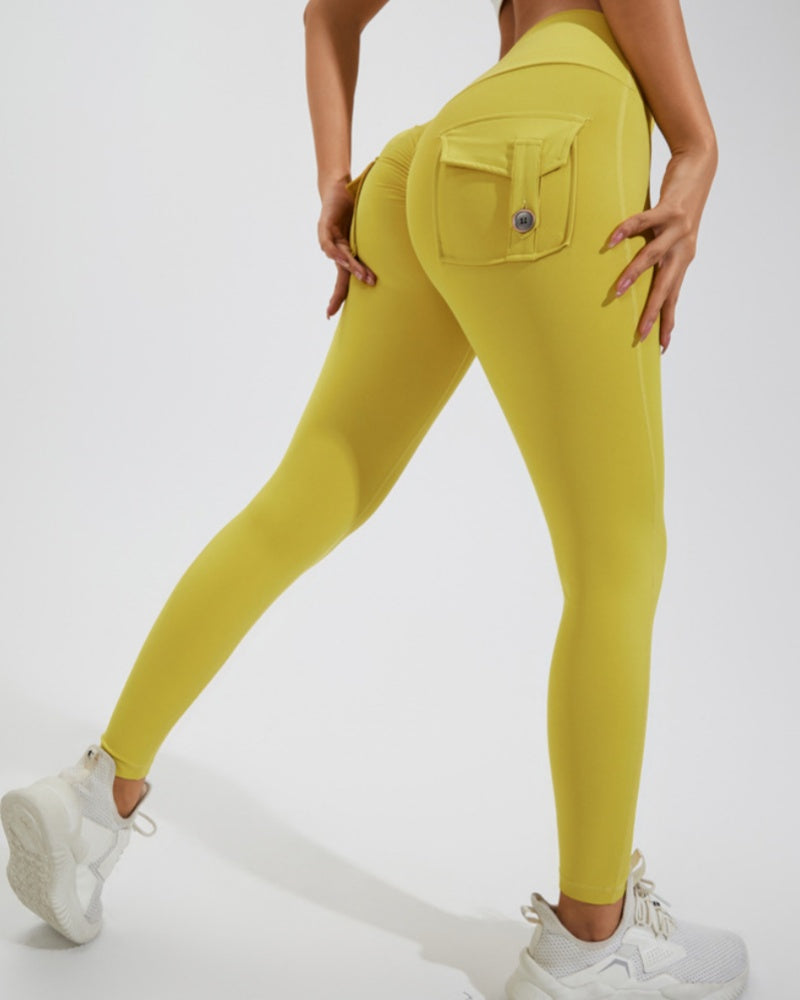 Leggings Deportivos Melocotón con Bolsillos Cargo