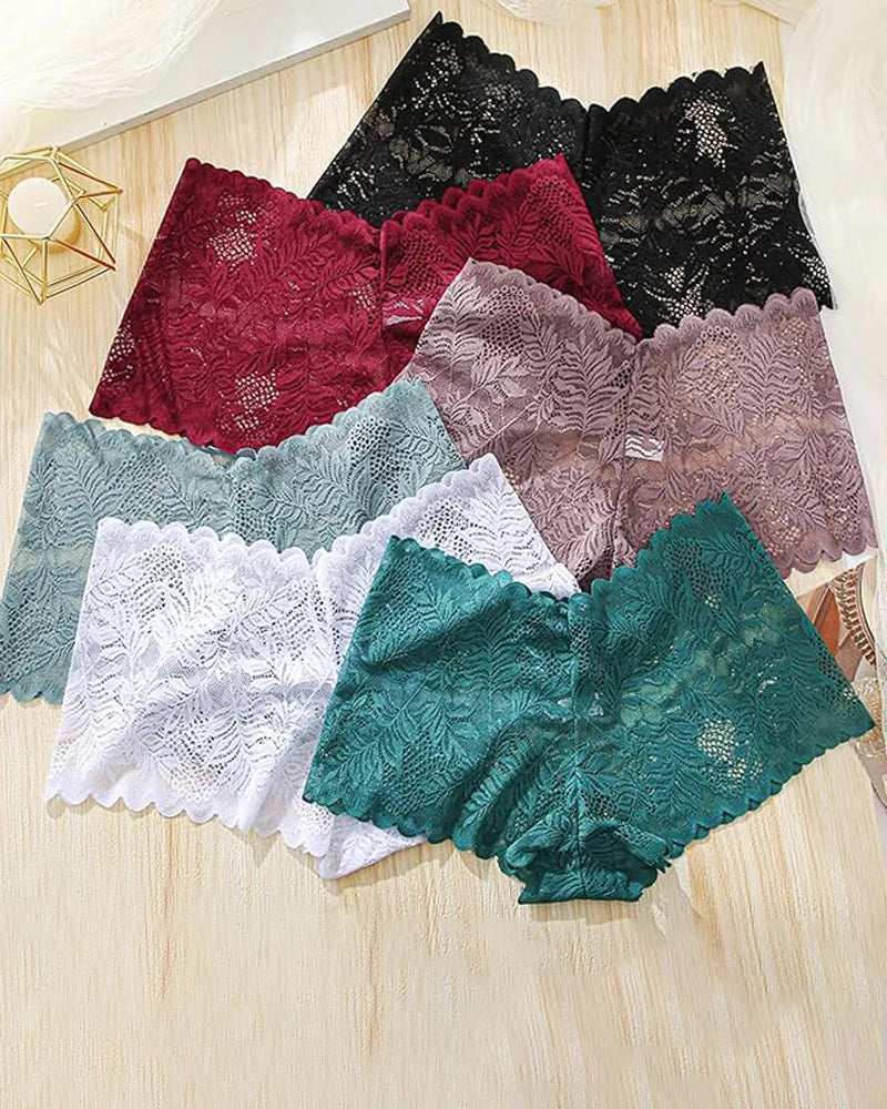 Ropa Interior Sexy de Encaje Floral, Panties de Talle Bajo Talla Plus