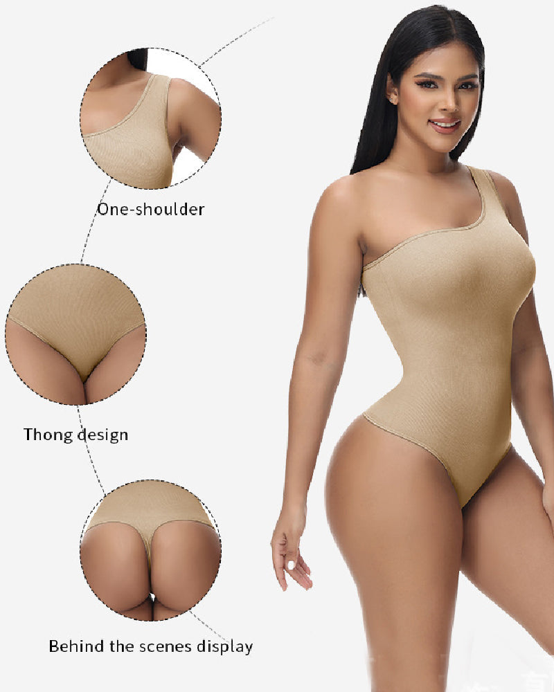 Shapshe® Body Ajustado Sexy de Una Sola Manga Sin Mangas con Textura Acanalada y Estilo Tank Top Elastizado