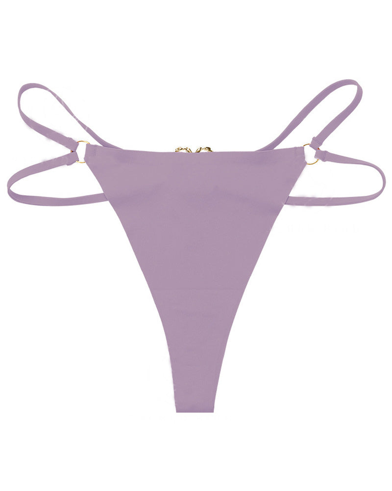 Tanga sin costuras para mujer, cintura baja, anillo metálico, sexy, ropa interior tentación T