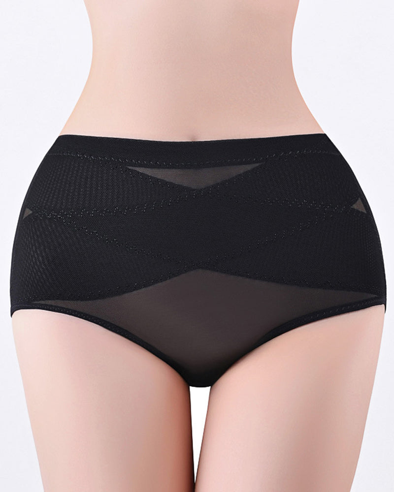 Ropa interior moldeadora de compresión cruzada de talle medio con malla y control de abdomen